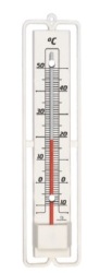 TERMOMETRO BASE PLASTICA - ESCALA DE TEMPERATURA-10C 50C - DIVISÃO 1C - ENCHIMENTO LIQUIDO ECOLOGICO- DIMENSÃO